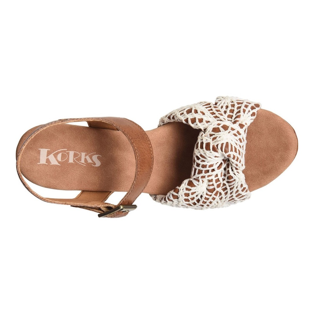 Korks Natalia Women’s 11 Slingback Sandals Platform Heel Crochet - Picture 2 of 14